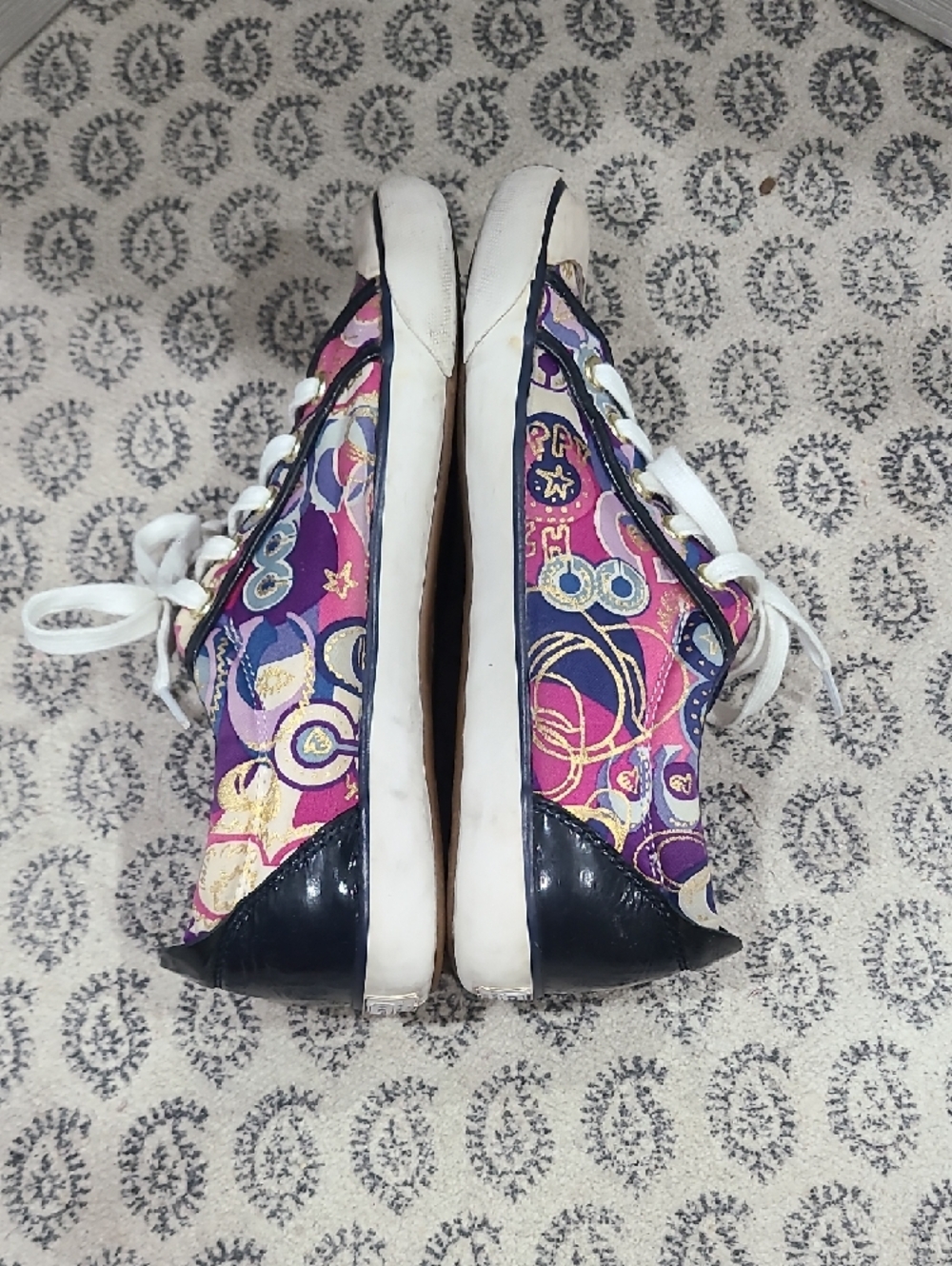 Coach Pink and Purple Patterned Lace-Up Sneakers - Picture 6 of 8